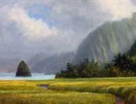 Painting by Curtis Wilson Cost: Echoes of Kalawao