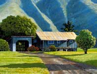 Painting by Curtis Wilson Cost: Molokai Roof Pigeons